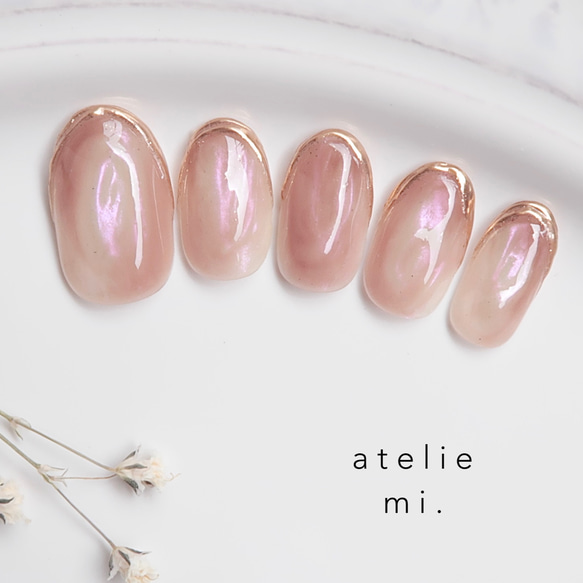【サイズオーダー】 ネイルチップ 桃ネイル ニュアンス 韓国 NO.1 ネイルチップ＊リニューアル ニュアンスネイル成人式