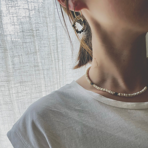 14kgf*高級感溢れるリバーストーンとマラカイトのモロッカンネックレス  