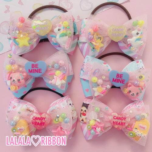 ユニコーン♡ ゆめかわ チュールリボン ツイン ハンドメイド リボン  