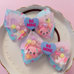 くま♡ ゆめかわ チュールリボン ツイン ハンドメイド リボン ヘアゴム