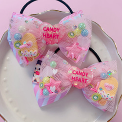 うさぎ♡ ゆめかわ チュールリボン ツイン ハンドメイド リボン