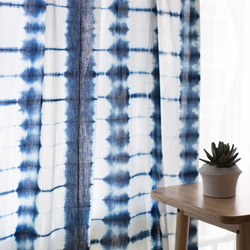 竹影 手工紮染藍染純棉窗簾門簾 原創設計天然草木染訂製成品窗簾 第8張的照片