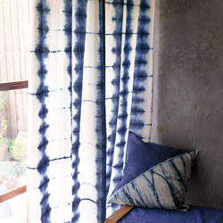 竹影 手工紮染藍染純棉窗簾門簾 原創設計天然草木染訂製成品窗簾 第5張的照片