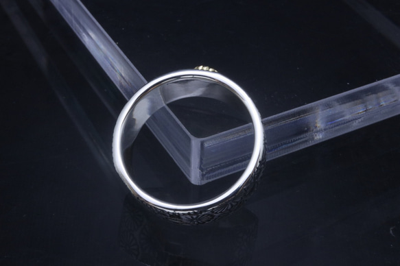 指輪 メンズ : 金菊 乱菊 菊紋 平打ち リング 8mm幅 シルバー ゴールド 14～27号 シンプル ブランド 5枚目の画像