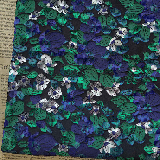 新品　紺瑠璃色　小花地模様　色無地 夏物】 【本場小千谷ちぢみ着尺】 ＜杉山織物＞ 「無地・紺色