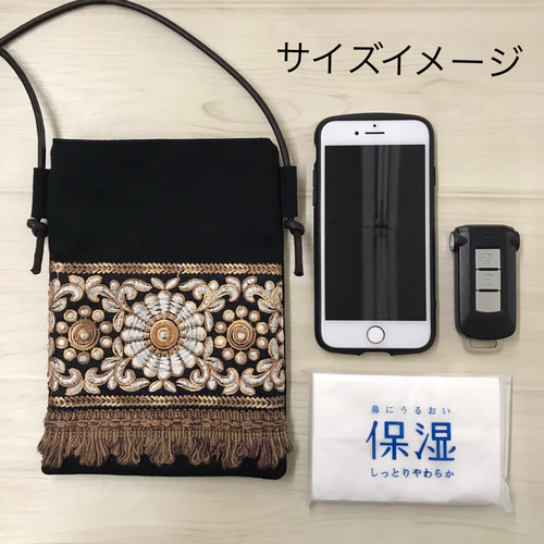 れ*ゃ様 リトルサンダーのチャーム付き♡スマホショルダ♡インド刺繍＆コヤンイサム れ*ゃ様 リトルサンダーのチャーム付き♡スマホショルダ♡インド