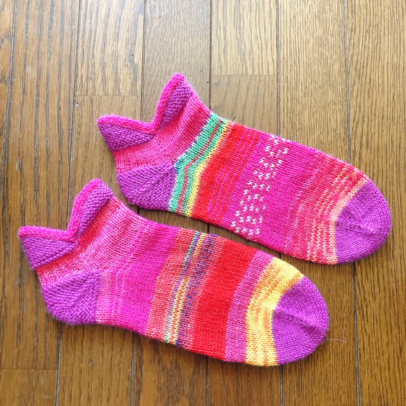 手編み靴下（4）ピンク