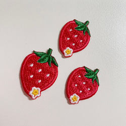 3枚セット♡刺繍♡お名前ワッペンにワンプラスデコレート♡いちご・果物 2枚目の画像