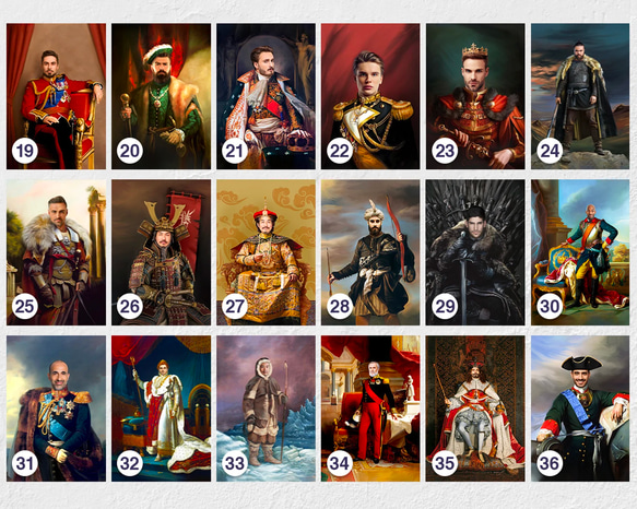 【オーダーメイド】写真からカスタムロイヤルキング天皇皇帝油絵スタイルの肖像画一点物 似顔絵 イラスト彼氏夫の贈り物誕生日 12枚目の画像
