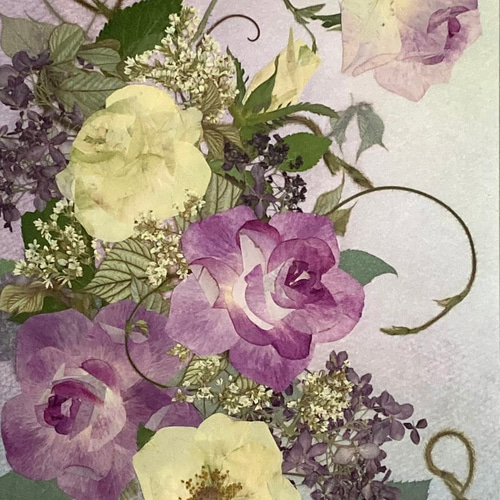 押し花 押し花額 押し花アート 縦長 バラ ピンク系のバラ 秋色 押し花 押し花額 押し花アート 縦長 バラ ピンク系のバラ 秋色