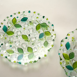 アクセサリートレーにも【即納】グリーンリーフのフリル皿　ガラス 6枚目の画像