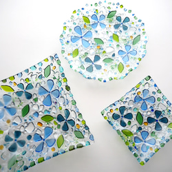 アクセサリートレーにも【即納】グリーンリーフのフリル皿　ガラス 8枚目の画像