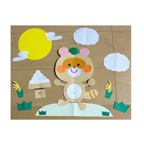 どんぐりアート♡たぬきちゃん壁掛けオブジェ　お花見おオブジェ　ミニ6個♡ Amazon.co.jp: どんぐりアート たぬきちゃんたちの仲良し温泉旅