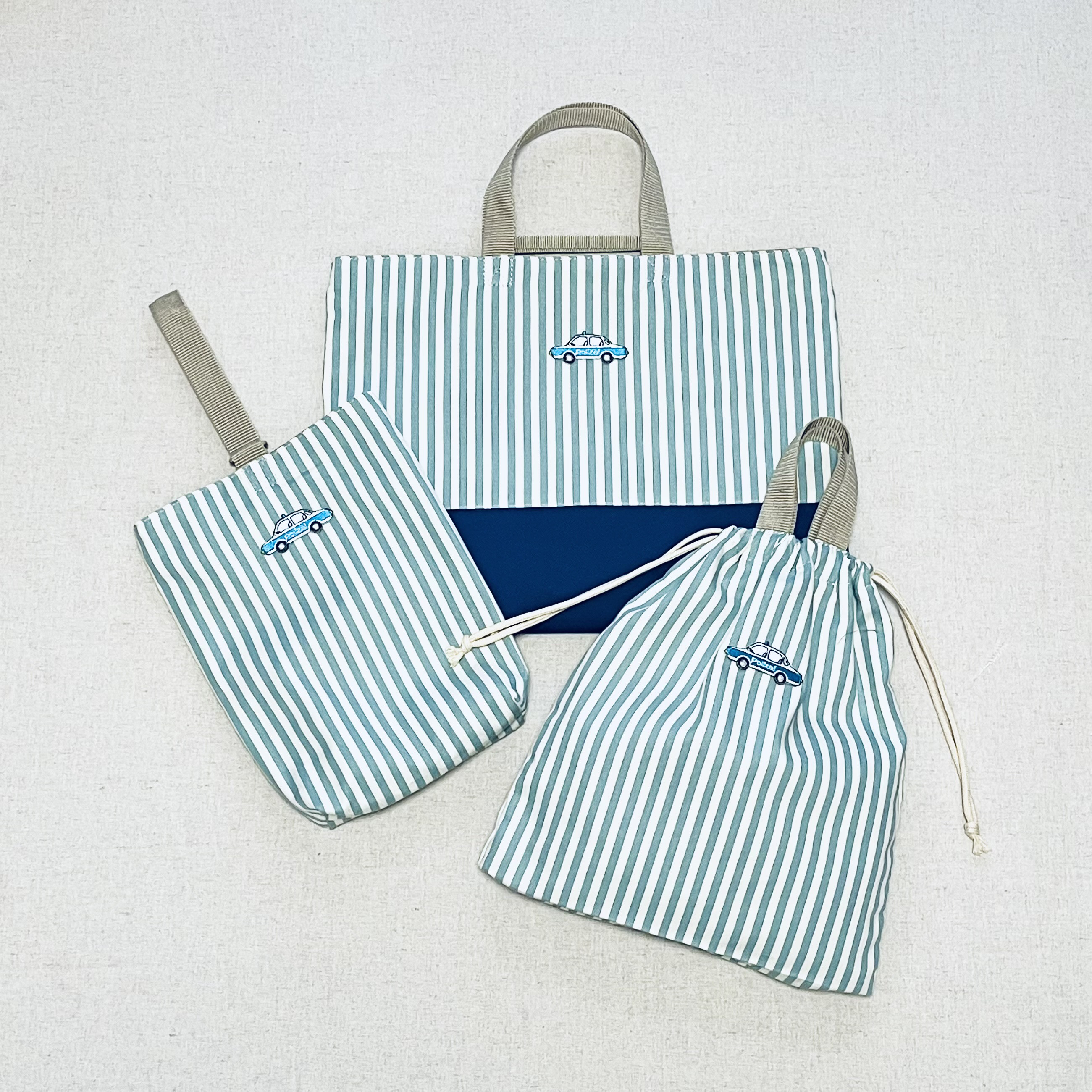 <入園・入学セット> レッスンバッグ・体操着袋・シューズ袋　3点セット＊パトカー