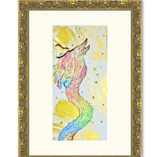 一点もの】【龍画造形作品#6】虹龍 Rainbow Dragon 虹色、幸せ