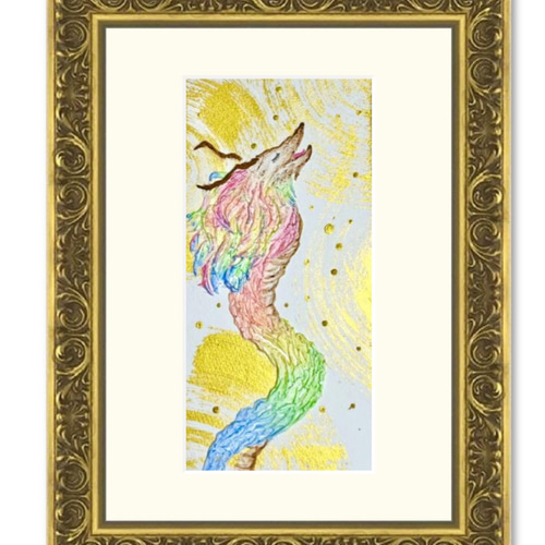 風水開運絵画＊ミラクルレインボードラゴン 虹色龍と富士～虹の