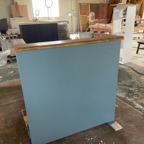 漆喰風カウンター レジ台 レジカウンター 机・デスク エバーグリーン