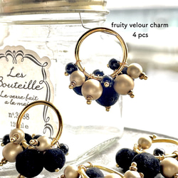 4pcs★charm・fruity velour gold（ミックスチャーム） 1枚目の画像