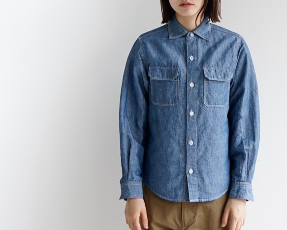 シャンブレーワークシャツ/chambray work shirt/size1 3枚目の画像