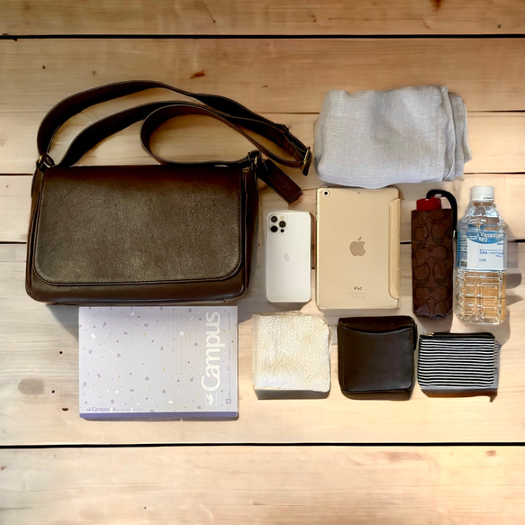 男女共用❷ダークブラウン2way 本革 郵便屋さんのショルダーバッグ 本革 郵便屋さんのショルダーバッグ