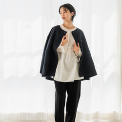 フレアジャケット　ネイビー　sai　日本製　ストレスフリー　体型カバー　フレア　フリーサイズ　即納 17枚目の画像