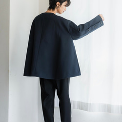 フレアジャケット　ネイビー　sai　日本製　ストレスフリー　体型カバー　フレア　フリーサイズ　即納 11枚目の画像