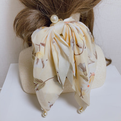 大人可愛い♡花柄︎✿ 大きめリボン シュシュ ヘアゴム シュシュ