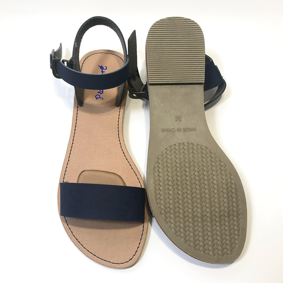 有理由的寶石，獨一無二的產品 Yuru Nyanko 涼鞋（海軍藍）M 尺寸（23.0 厘米至 23.5 厘米），3 種類型，帶 第5張的照片