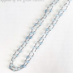 藍色混合立方體切割海藍寶石長項鍊（可改為玻璃繩） 第6張的照片