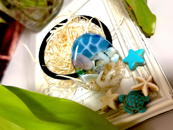 海ブルー ヒトデ レジンヘアゴム 0_93be9c2639332b10413f37cb14d6