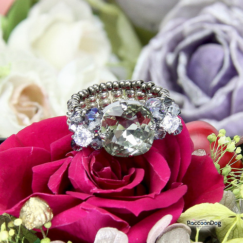 再販〕大粒スワロ・ブラックダイヤモンドリング（スワロ/ジルコニア