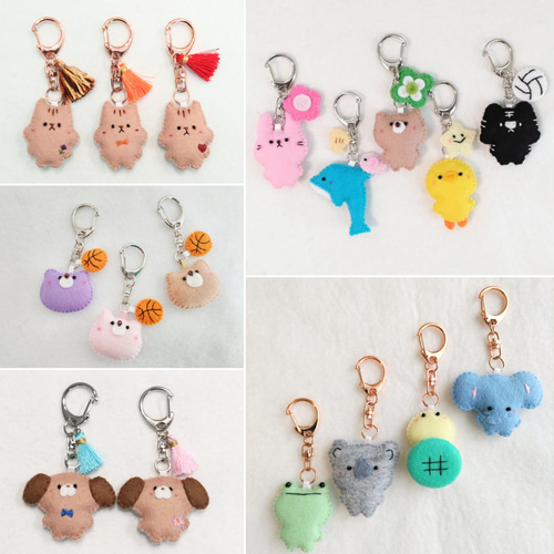 受注製作】選べる！フェルト動物のマグネット・ストラップ・ネームタグ