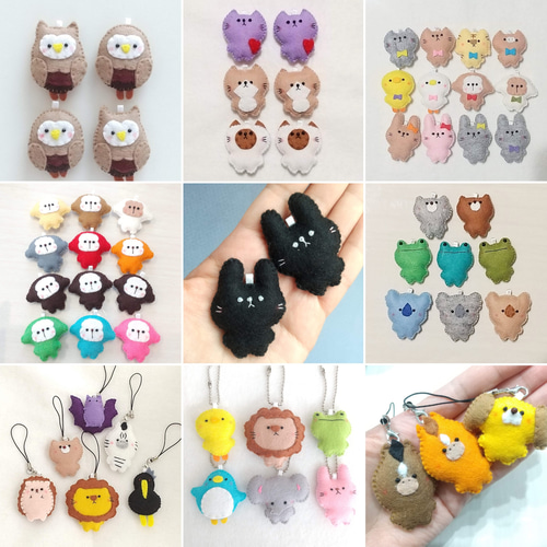 受注製作】選べる！フェルト動物のマグネット・ストラップ・ネームタグ