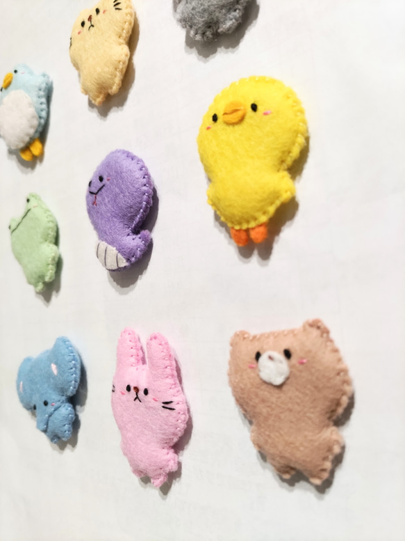 【受注製作】選べる！フェルト動物のマグネット・ストラップ・ネームタグ・バッグチャーム＊お名前刺繍無料＊ 5枚目の画像