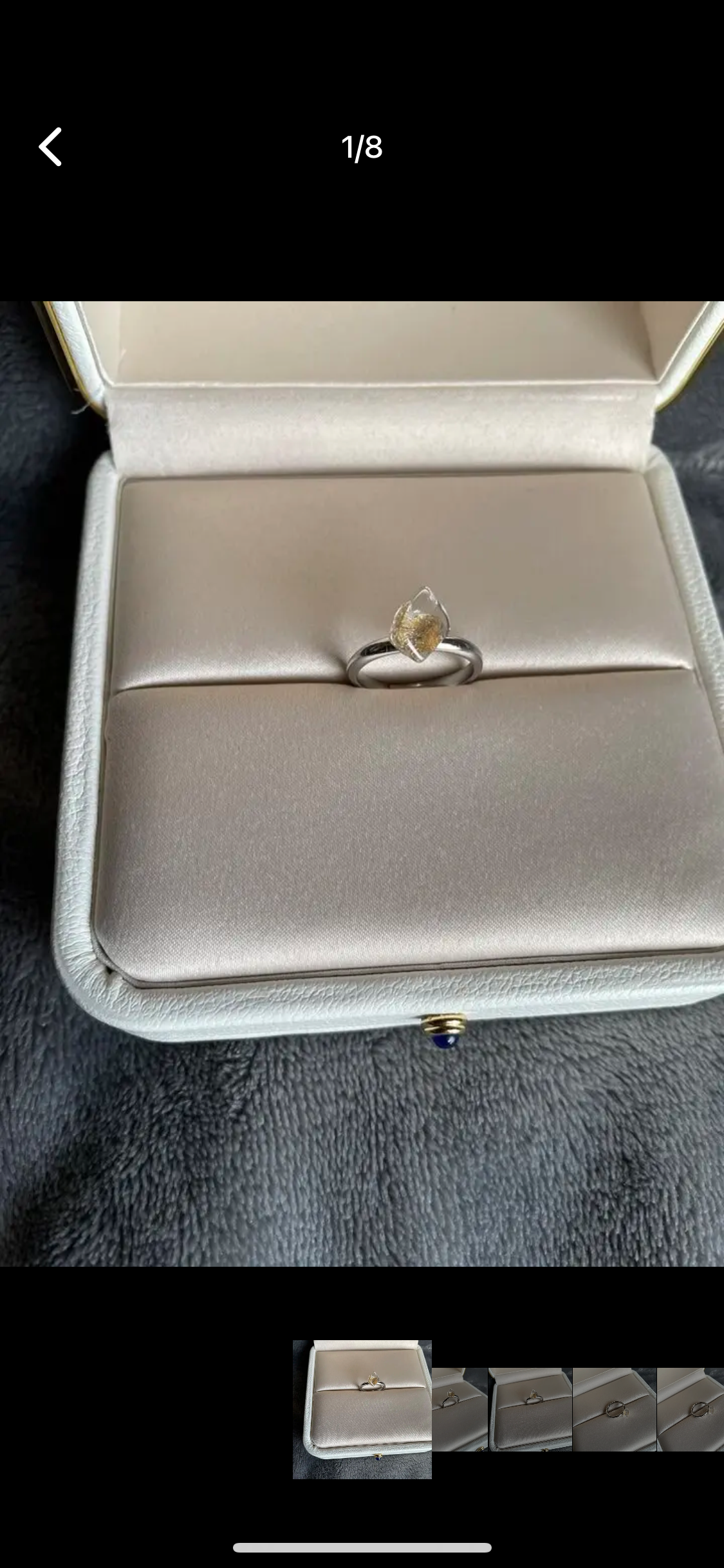 天然石　クリアクォーツ　k18金箔入り　フリーリング