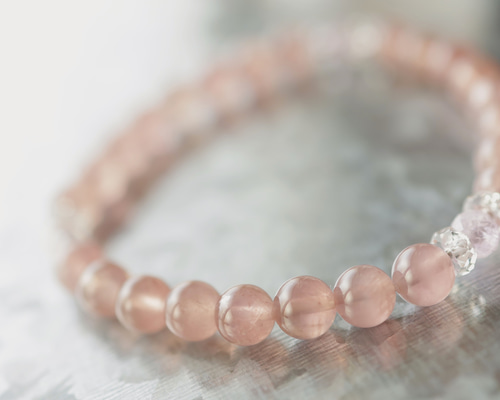 ☆プレミアムブレス☆宝石品質：ローズクォーツ：6.5ミリ