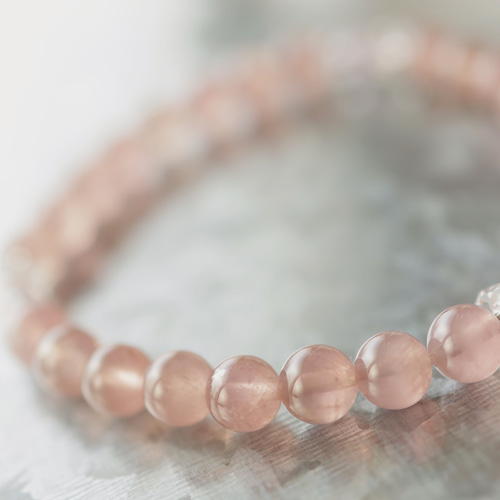 ☆プレミアムブレス☆宝石品質：ローズクォーツ：6.5ミリ