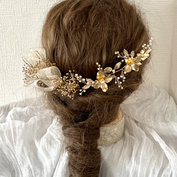送料無料》ゴールドフラワー 髪飾り 結婚式 和装 成人式 卒業式 ヘア