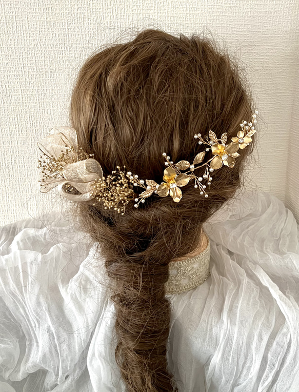 【新品未開封】ヘアアクセサリー ゴールド 花 結婚式