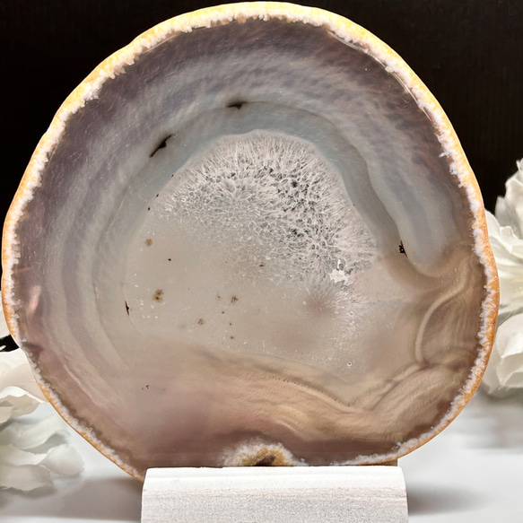 A-10　天然石　アゲート（瑪瑙）プレート　スライス　ナチュラル　天然無染色　グレイ系　天然石インテリア・置物として 3枚目の画像