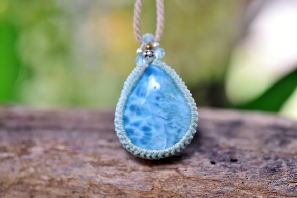 ラリマー⌘マクラメ＆ヘンプ紐　ネックレス ラリマー⌘マクラメ＆ヘンプ紐 ネックレス ラリマー⌘マクラメ＆ヘンプ