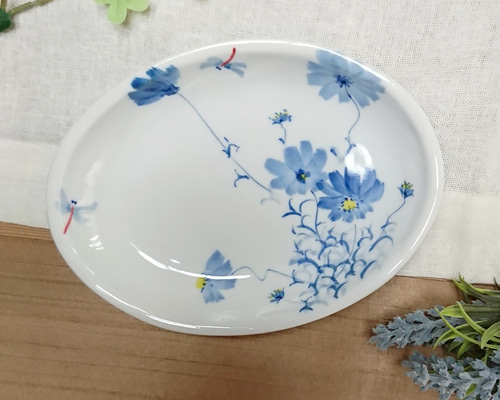 コスモス 取り皿 小皿 手描き 九谷焼 染付 小皿 そめいろ 通販