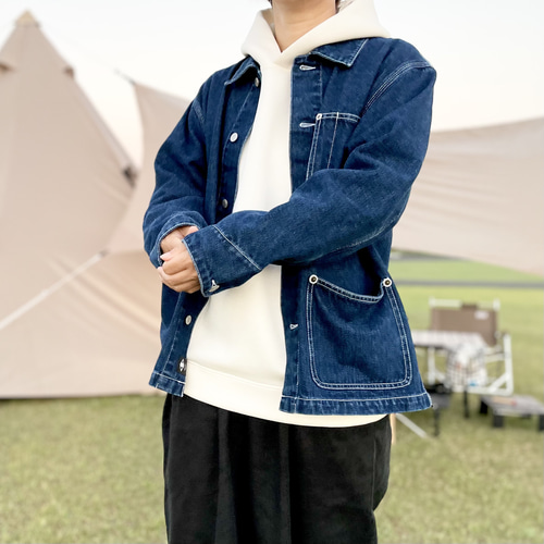 ユニセックス 】レザーパッチ&リベット付 12.0オンス デニム