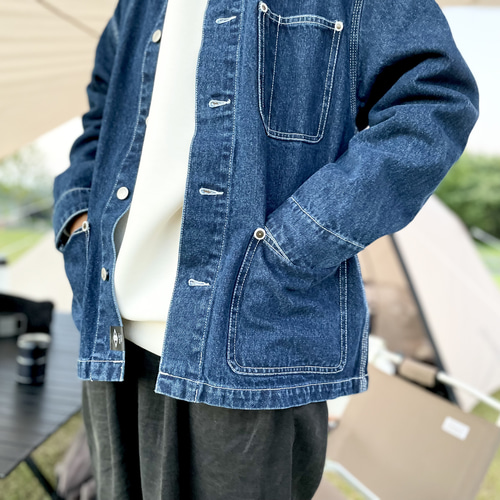 ユニセックス 】レザーパッチ&リベット付 12.0オンス デニム