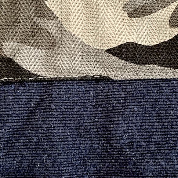 大きめサイズ　カモフラージュ柄レッスンバック　濃紺切替　ループ　35×45 5枚目の画像