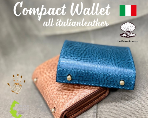 【 イタリアンレザー 】 ミニ財布 （ ネイビー ）【ハンドメイド】 moncrest_cbf-110