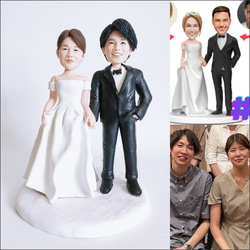 【オーダーメイド】お写真入からのオリジナルフィギュア人形/結婚祝い・記念日・プレゼント/彼氏彼女・カップル/ウェディング 2枚目の画像