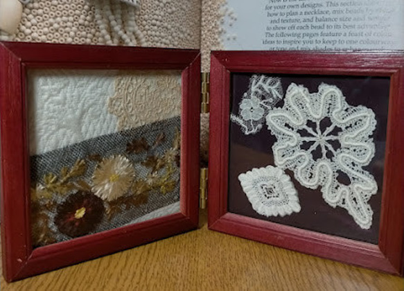 アンティークレース、額入り アンティークレースクレイジー額装