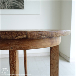 チーク無垢材 ヴィンテージサイドテーブルAnqbo14 丸テーブル 什器 無垢材テーブル 一点物 再生家具 8枚目の画像