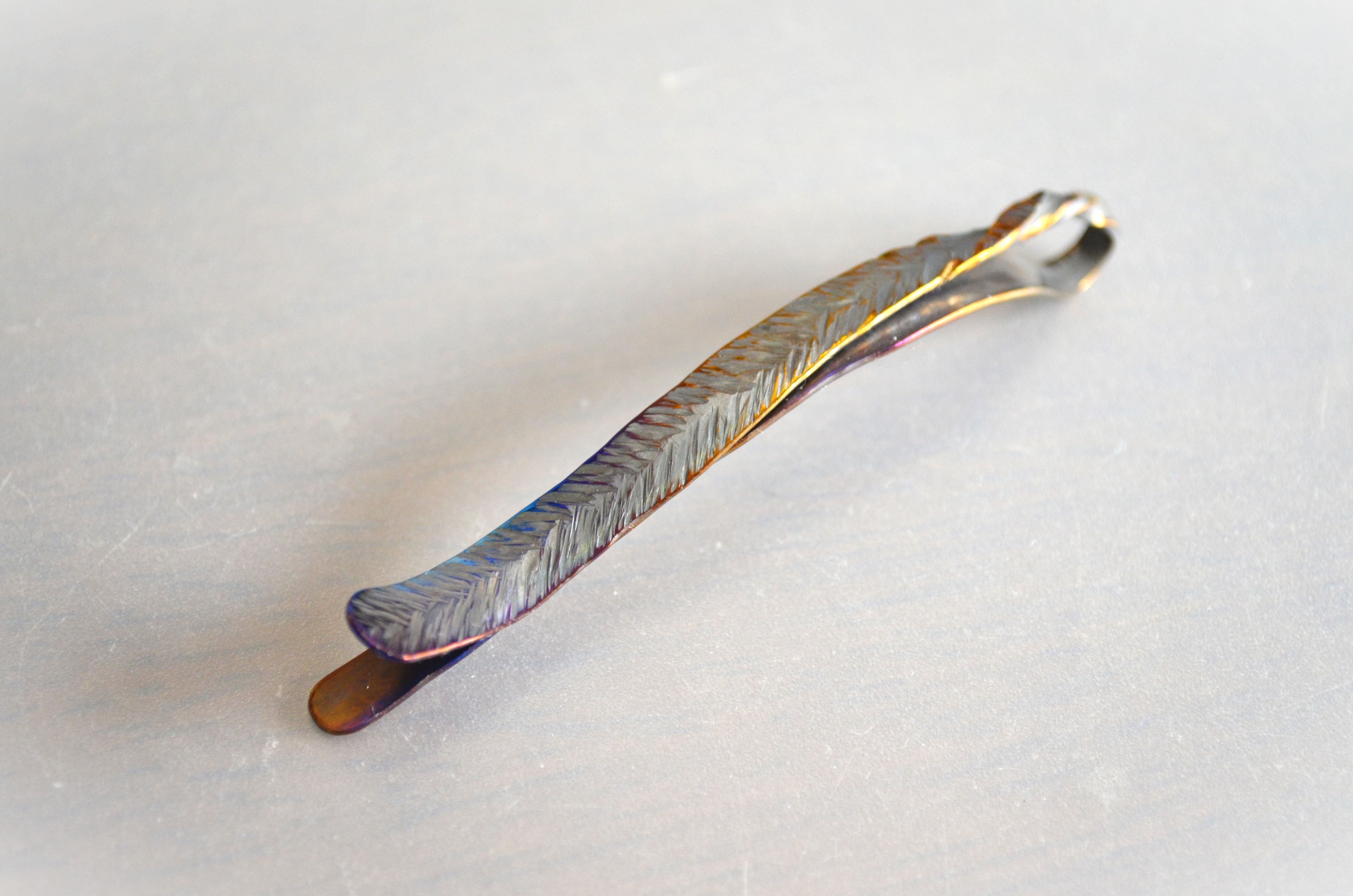 Titanium hairpin・飾り羽のチタンヘアピン７８mm